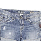 SILVER Womens Denim Blue Casual Shorts M W30 Distressed 5-Pocket