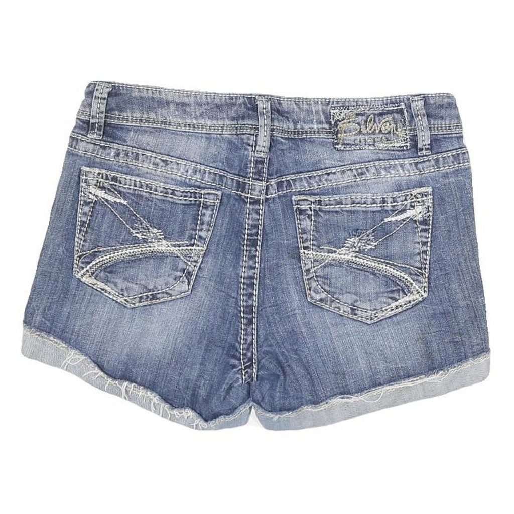 SILVER Womens Denim Blue Casual Shorts M W30 Distressed 5-Pocket