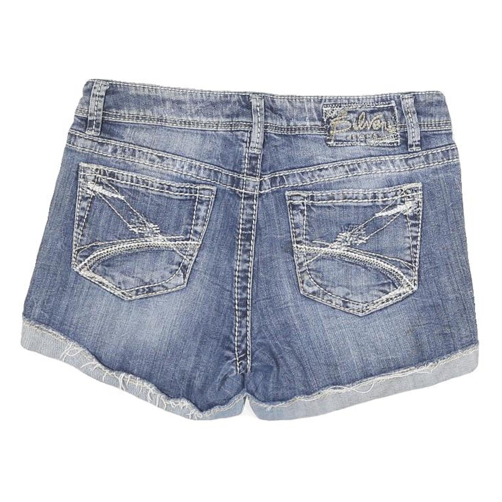 SILVER Womens Denim Blue Casual Shorts M W30 Distressed 5-Pocket
