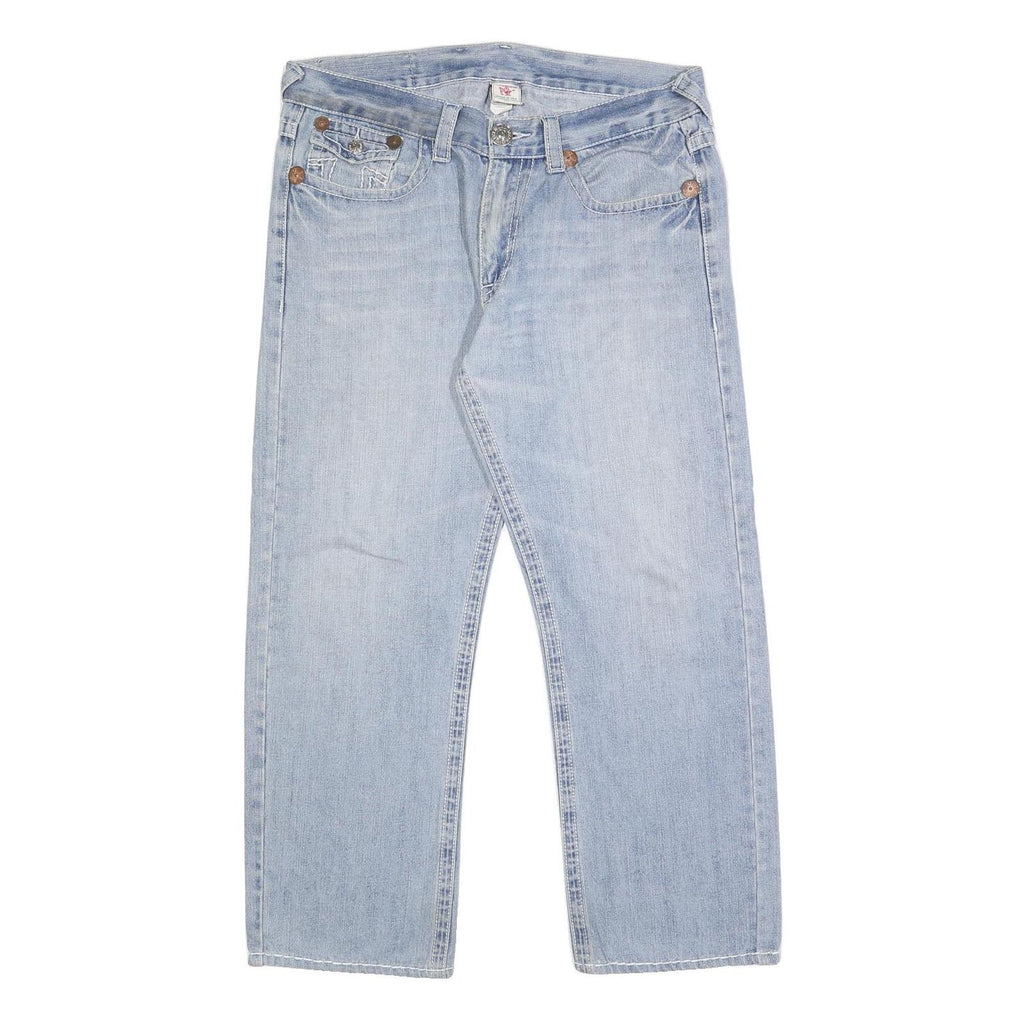 TRUE RELIGION Mens Regular Fit Blue Denim Jeans W36 L27 Zip Pocket Casual