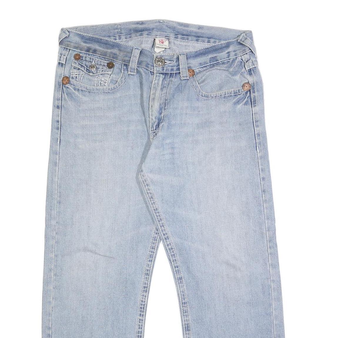 TRUE RELIGION Mens Regular Fit Blue Denim Jeans W36 L27 Zip Pocket Casual