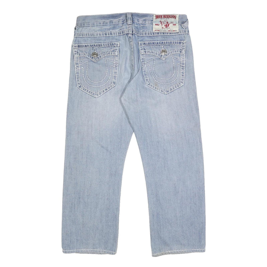 TRUE RELIGION Mens Regular Fit Blue Denim Jeans W36 L27 Zip Pocket Casual
