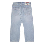 TRUE RELIGION Mens Regular Fit Blue Denim Jeans W36 L27 Zip Pocket Casual