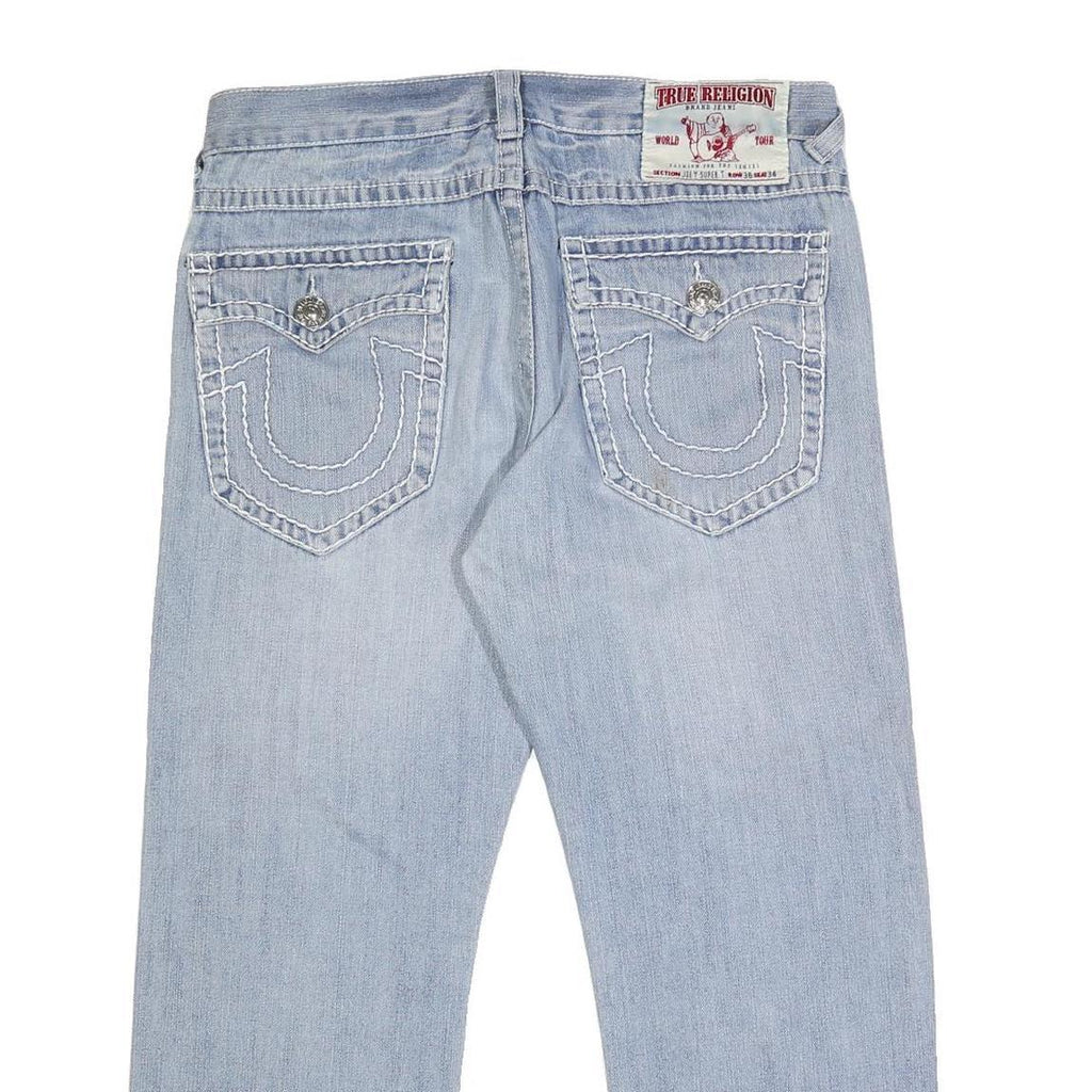 TRUE RELIGION Mens Regular Fit Blue Denim Jeans W36 L27 Zip Pocket Casual