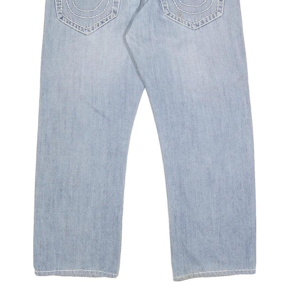 TRUE RELIGION Mens Regular Fit Blue Denim Jeans W36 L27 Zip Pocket Casual