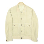 PAL ZILERI Mens Cream Suede Bomber Jacket M Woven Button Closure Classic Fit