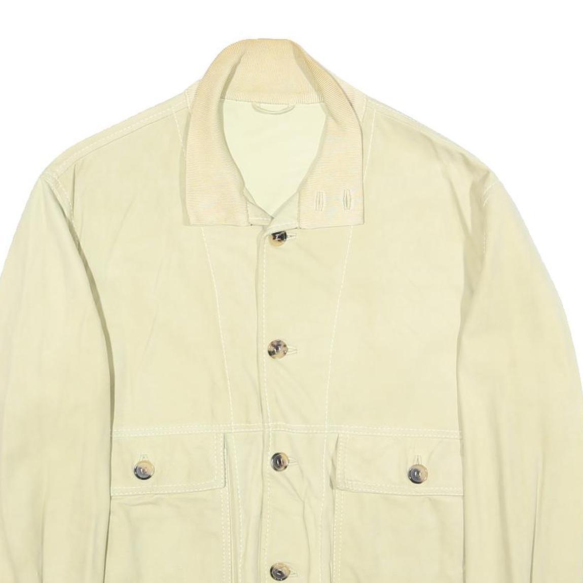 PAL ZILERI Mens Cream Suede Bomber Jacket M Woven Button Closure Classic Fit