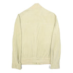 PAL ZILERI Mens Cream Suede Bomber Jacket M Woven Button Closure Classic Fit