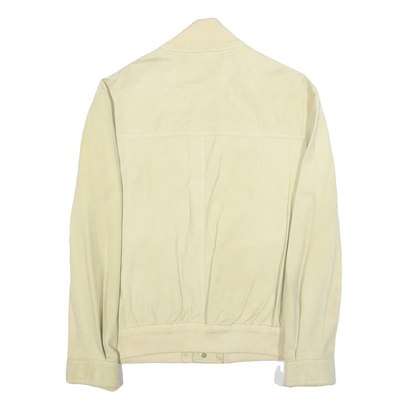 PAL ZILERI Mens Cream Suede Bomber Jacket M Woven Button Closure Classic Fit