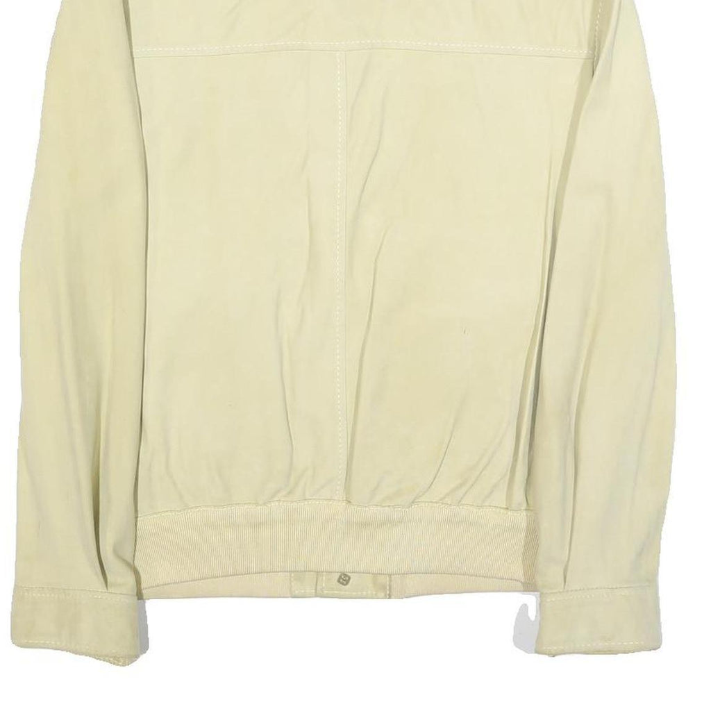 PAL ZILERI Mens Cream Suede Bomber Jacket M Woven Button Closure Classic Fit