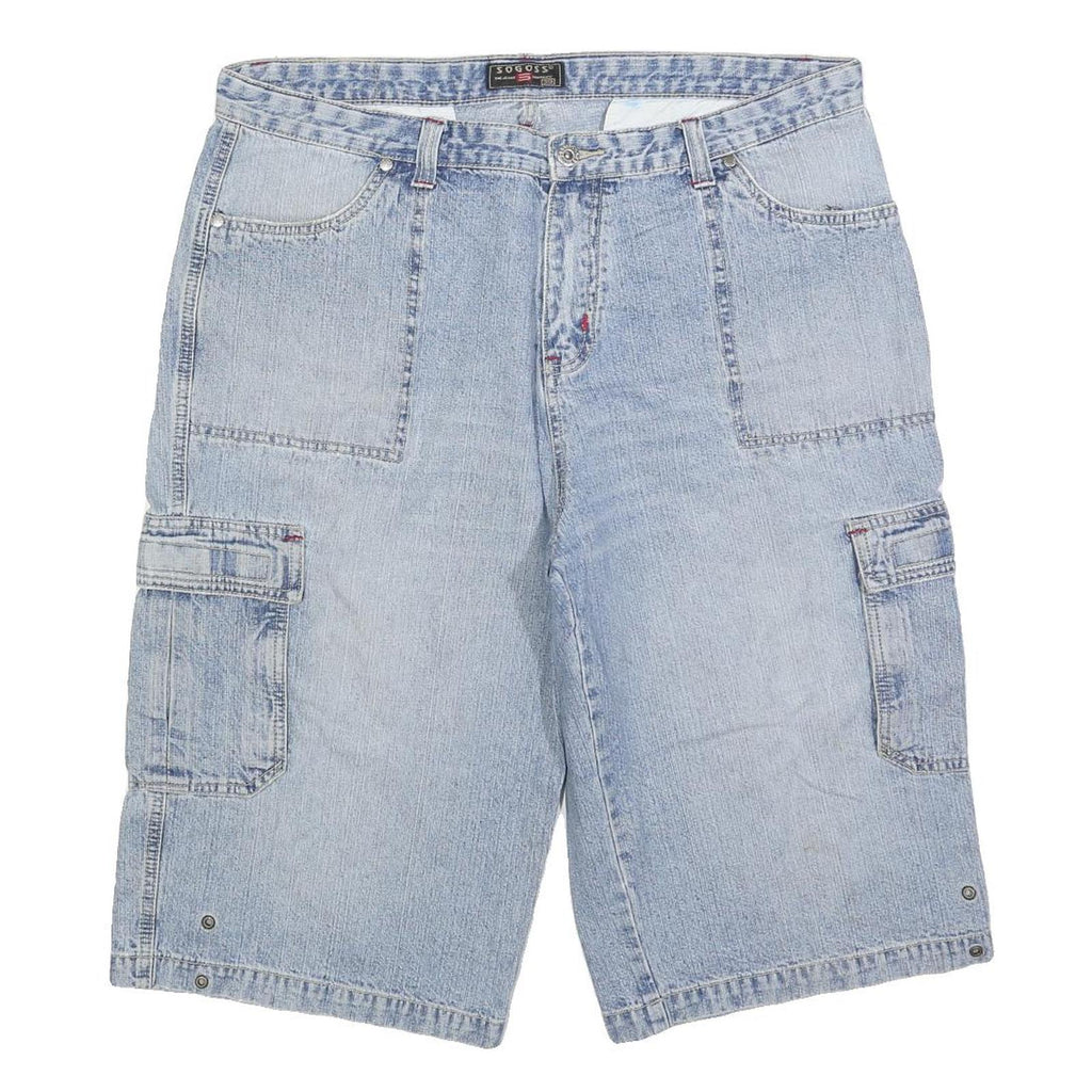 SO GOSS Mens Light Blue Denim Cargo Shorts XL W39 Comfortable Cotton Blend