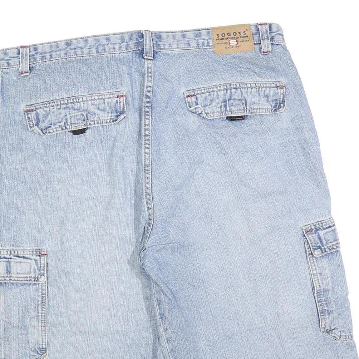 SO GOSS Mens Light Blue Denim Cargo Shorts XL W39 Comfortable Cotton Blend
