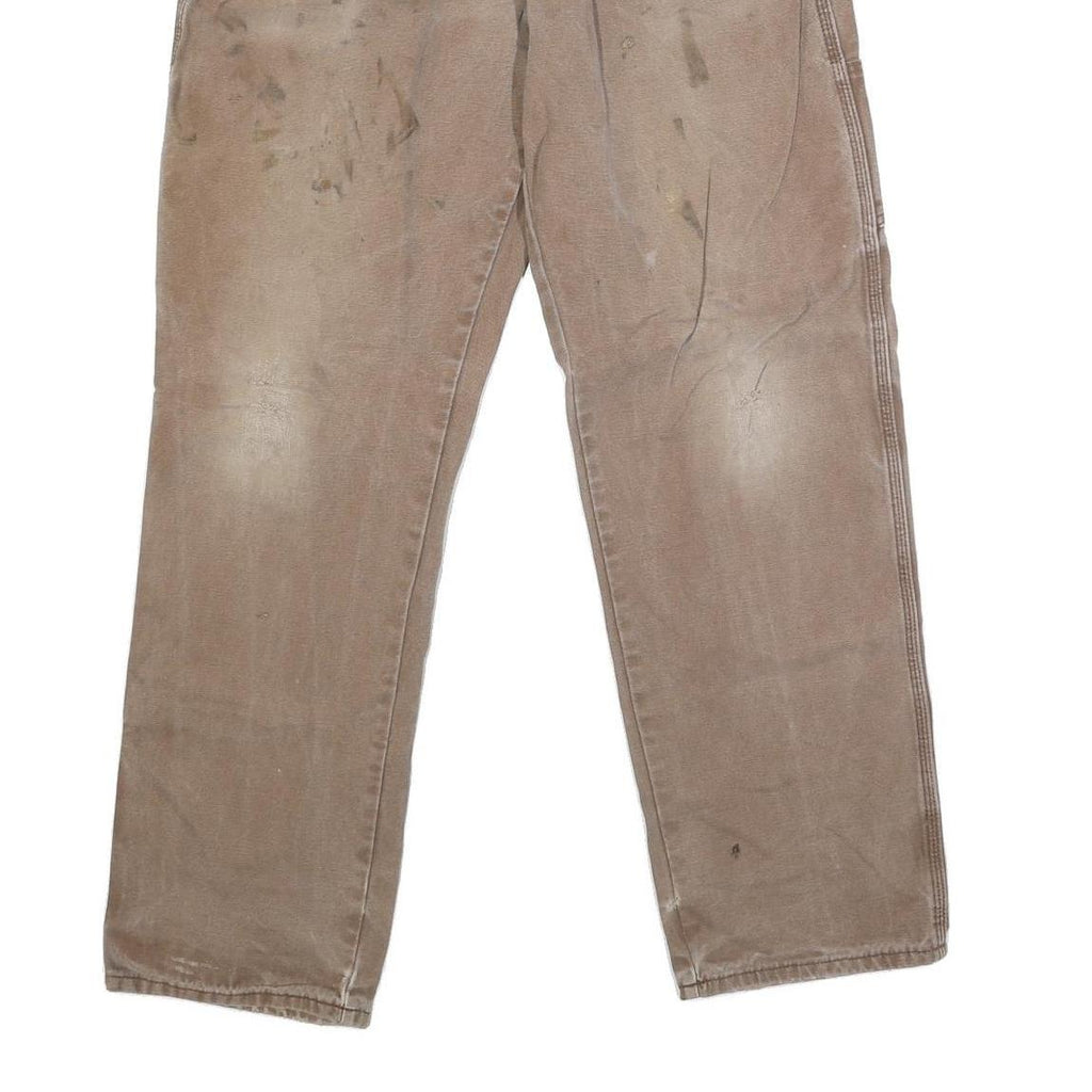 DICKIES Mens Jeans Beige Regular Straight Denim W34 L33 Workwear Utility Pants