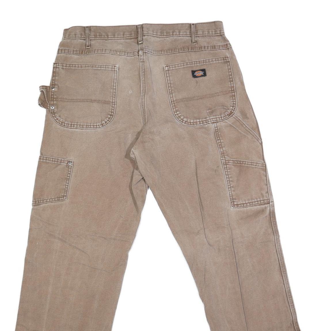 DICKIES Mens Jeans Beige Regular Straight Denim W34 L33 Workwear Utility Pants