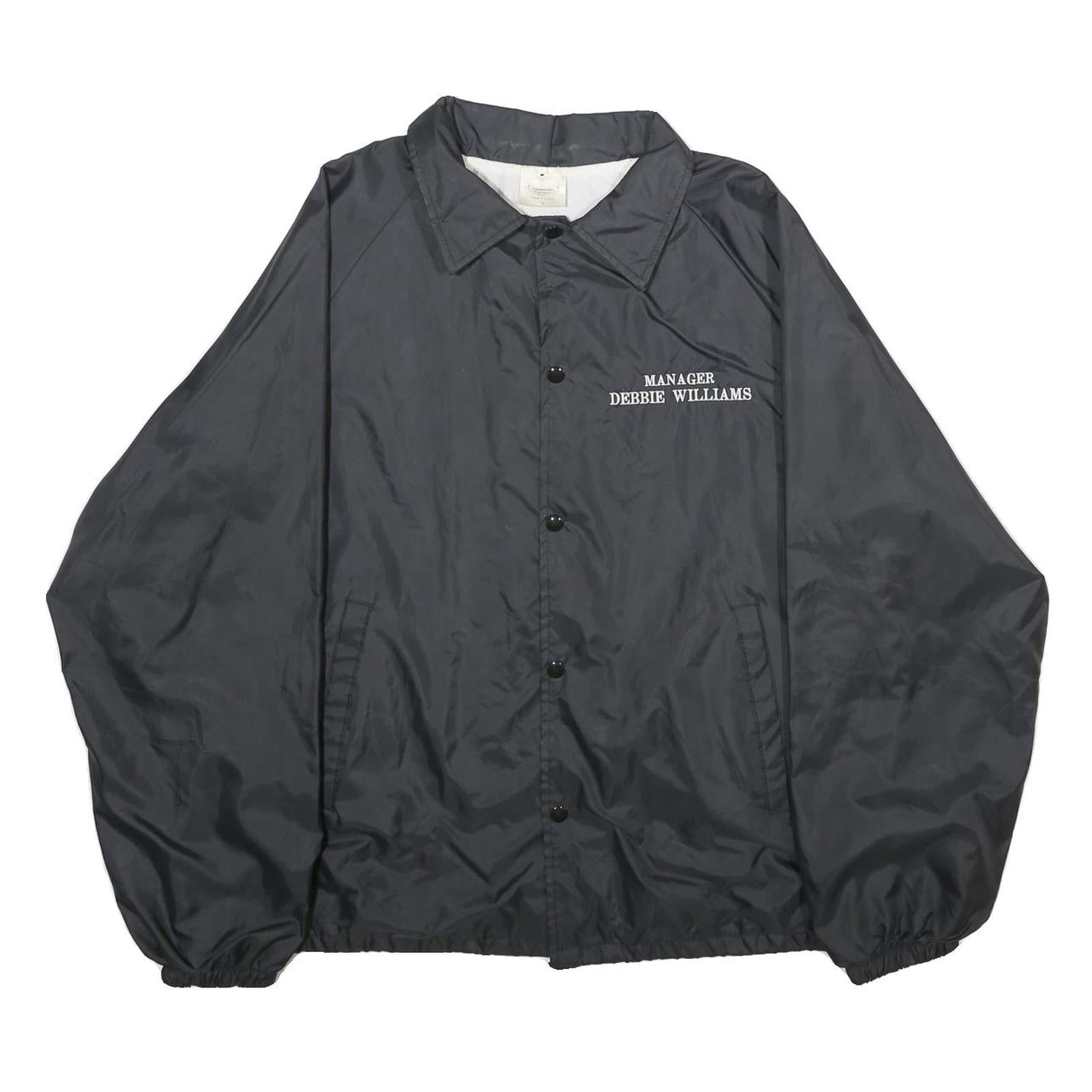 AUBURN SPORTSWEAR Mens Black Nylon Coach Jacket L Plain Kentucky Lightning Print