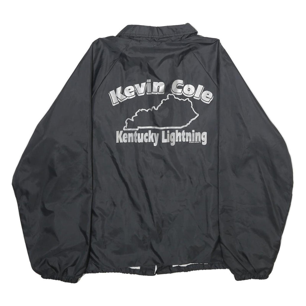 AUBURN SPORTSWEAR Mens Black Nylon Coach Jacket L Plain Kentucky Lightning Print