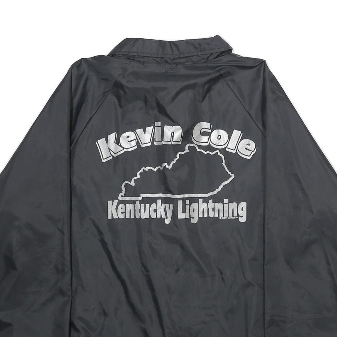 AUBURN SPORTSWEAR Mens Black Nylon Coach Jacket L Plain Kentucky Lightning Print