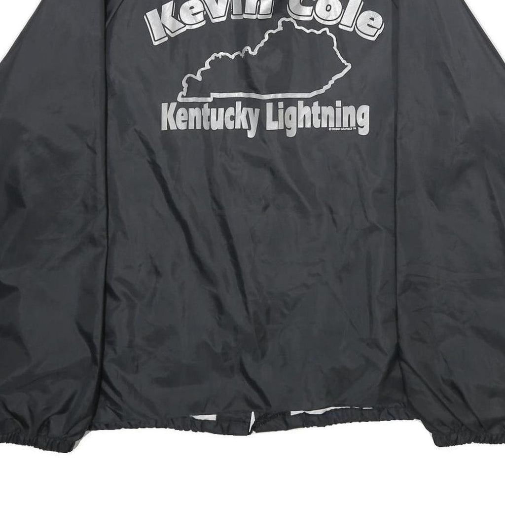 AUBURN SPORTSWEAR Mens Black Nylon Coach Jacket L Plain Kentucky Lightning Print