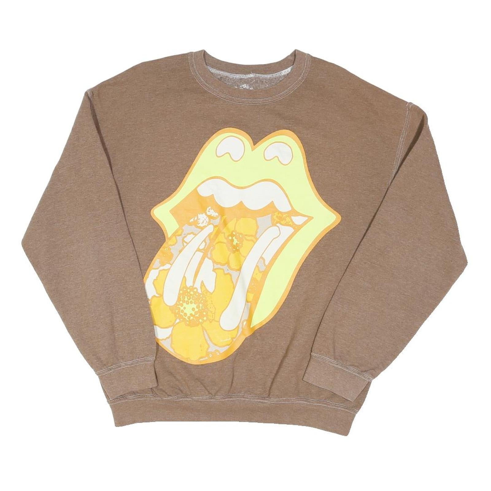 THE ROLLING STONE Womens Brown Pullover Sweatshirt M Retro Band Graphic