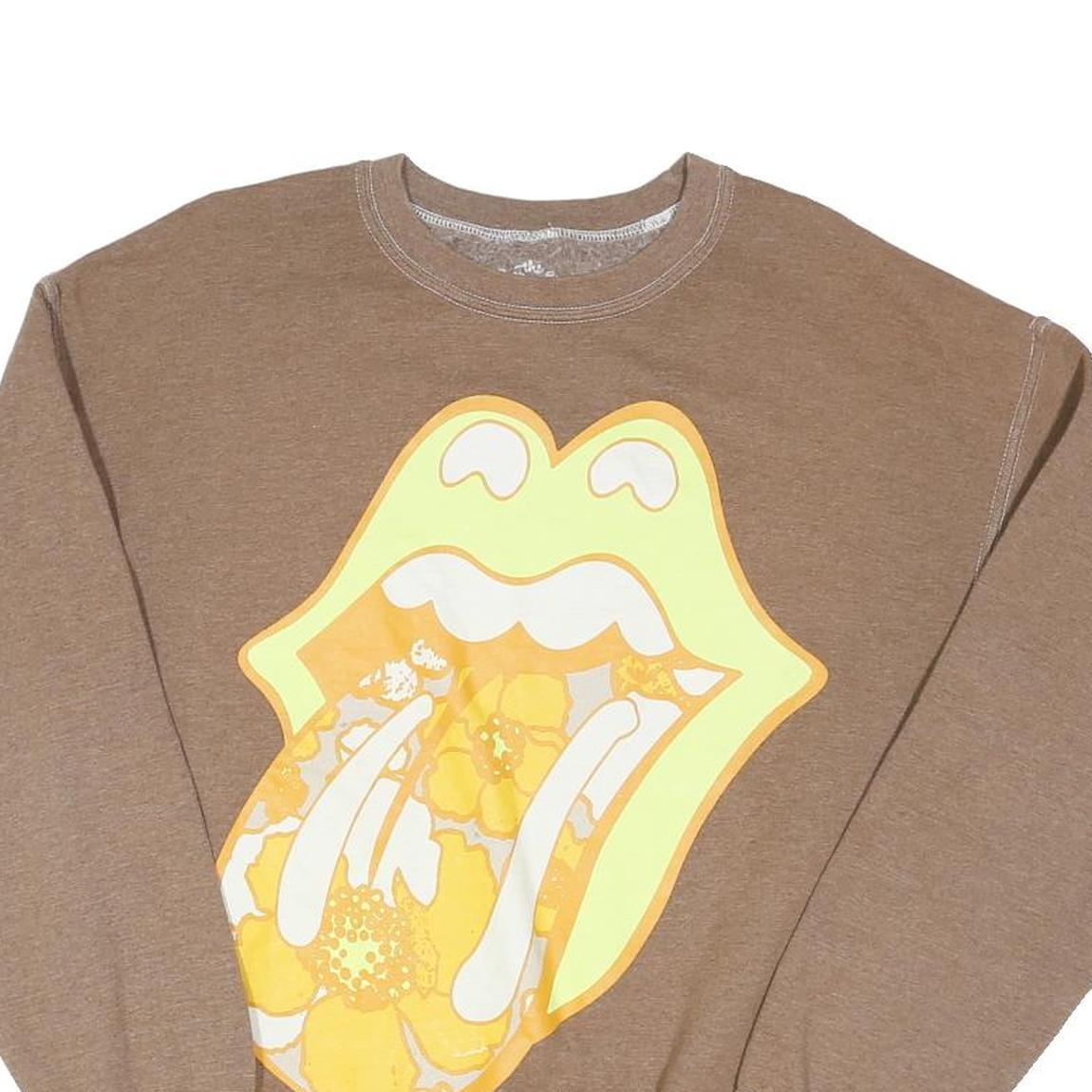 THE ROLLING STONE Womens Brown Pullover Sweatshirt M Retro Band Graphic