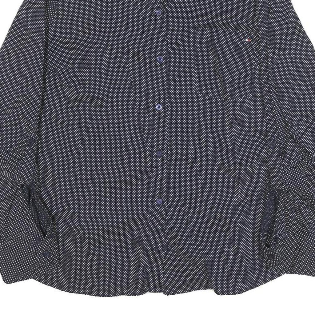 TOMMY HILFIGER Womens Blue & White Polka Dot Shirt L Button Down Cotton Blend
