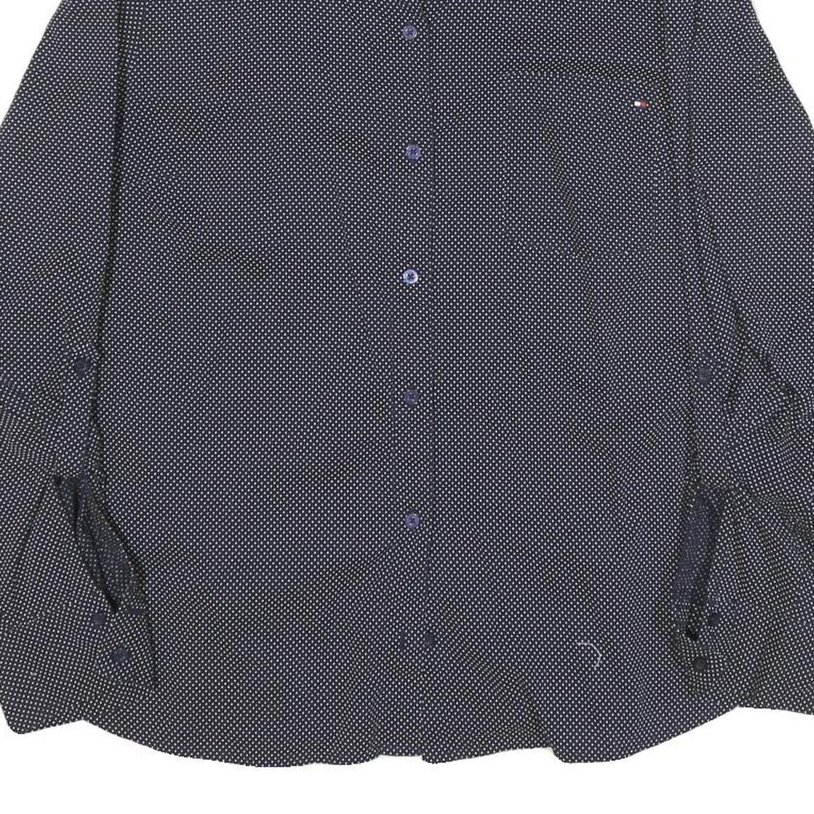 TOMMY HILFIGER Womens Blue & White Polka Dot Shirt L Button Down Cotton Blend