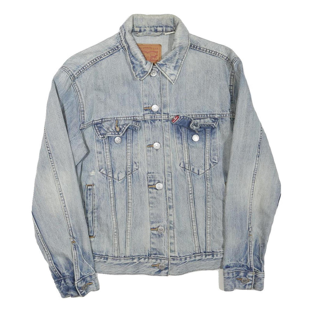 LEVI'S Womens Blue Denim Jacket S Cotton Blend Button Plain Classic Fit