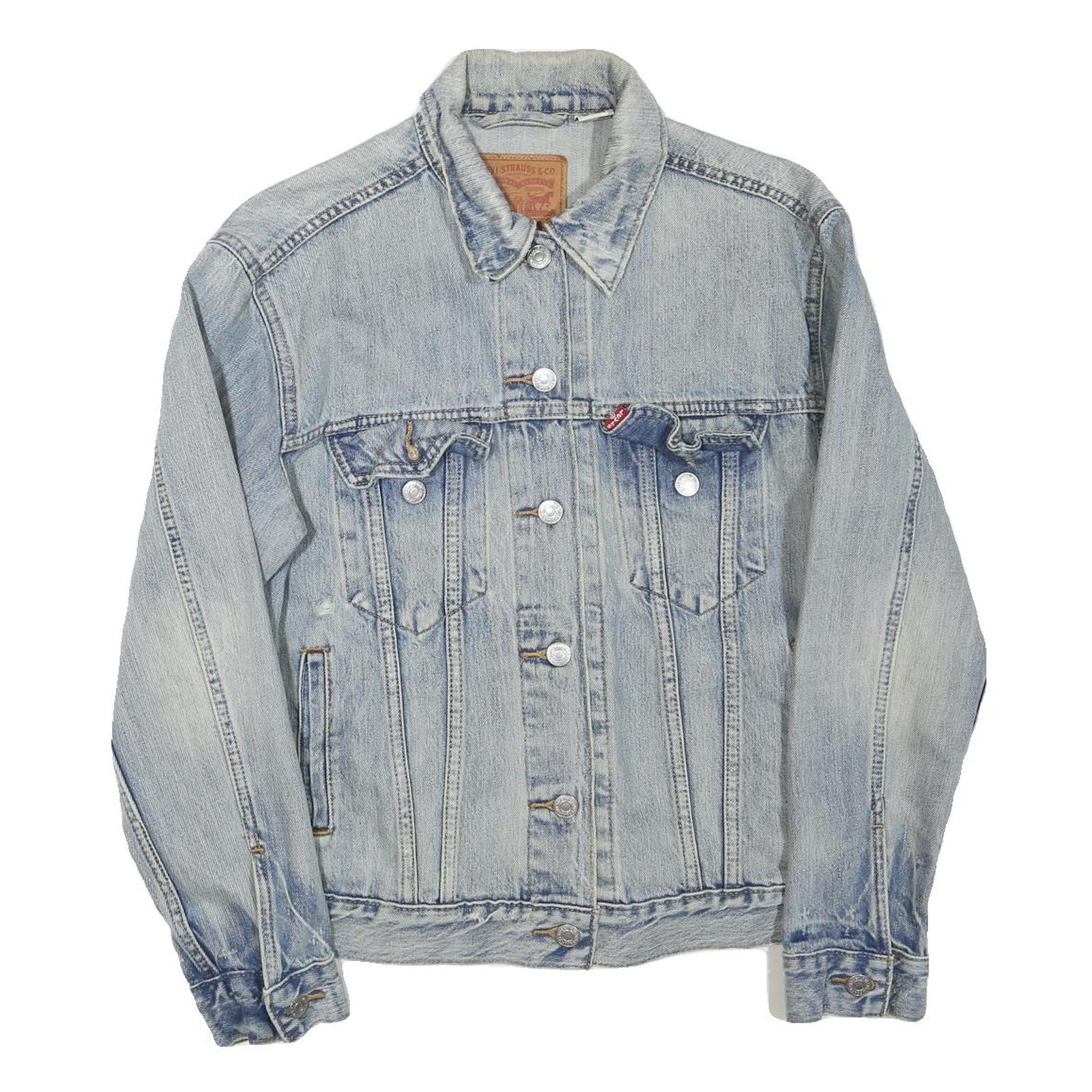 LEVI'S Womens Blue Denim Jacket S Cotton Blend Button Plain Classic Fit