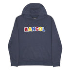 KANGOL Womens Navy Blue Hoodie L Cotton Blend Pullover Logo Sweatshirt