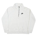 NIKE Womens White 1/4 Zip Sweatshirt M Cotton Blend Pullover Zip Neck