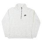 NIKE Womens White 1/4 Zip Sweatshirt M Cotton Blend Pullover Zip Neck