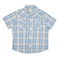 WRANGLER Mens Blue & White Check Shirt L Western Style Short Sleeve Casual