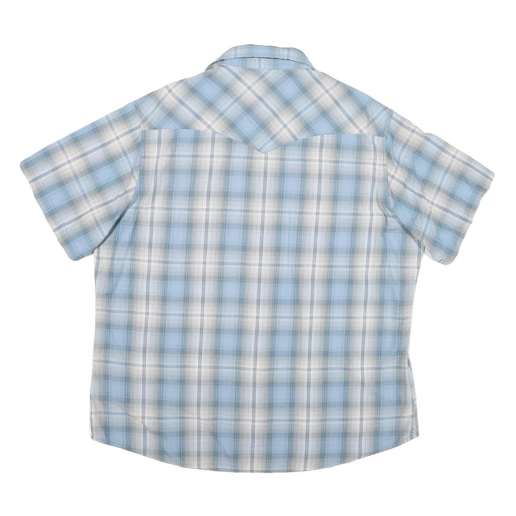 WRANGLER Mens Blue & White Check Shirt L Western Style Short Sleeve Casual