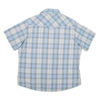 WRANGLER Mens Blue & White Check Shirt L Western Style Short Sleeve Casual