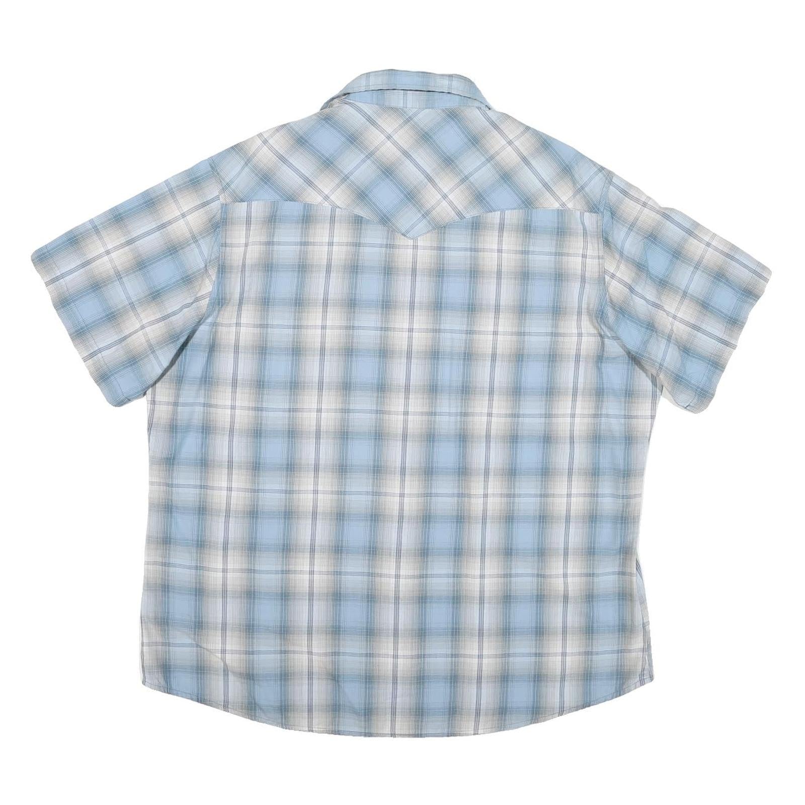 WRANGLER Mens Blue & White Check Shirt L Western Style Short Sleeve Casual