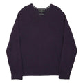 M&S Mens Purple Plain Wool Jumper V-Neck Basic Knit M Classic Warm Comfort