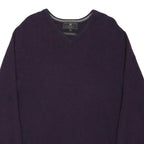 M&S Mens Purple Plain Wool Jumper V-Neck Basic Knit M Classic Warm Comfort