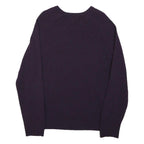 M&S Mens Purple Plain Wool Jumper V-Neck Basic Knit M Classic Warm Comfort