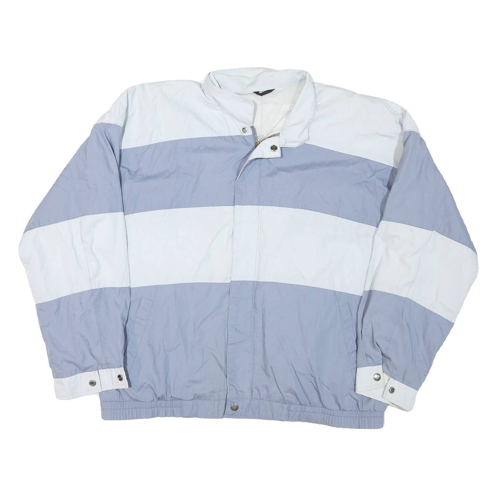 Mens Blue & White Colourblock Zip Jacket M Polyester Blend Casual Outerwear