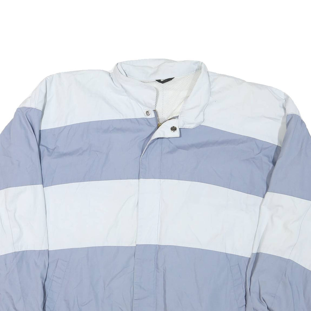 Mens Blue & White Colourblock Zip Jacket M Polyester Blend Casual Outerwear