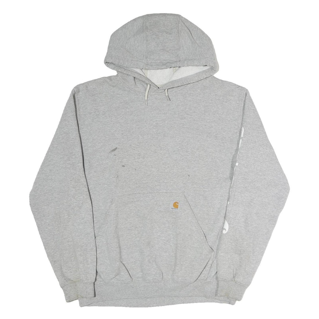 CARHARTT Mens Grey Hoodie L Cotton Pullover Casual Sweatshirt