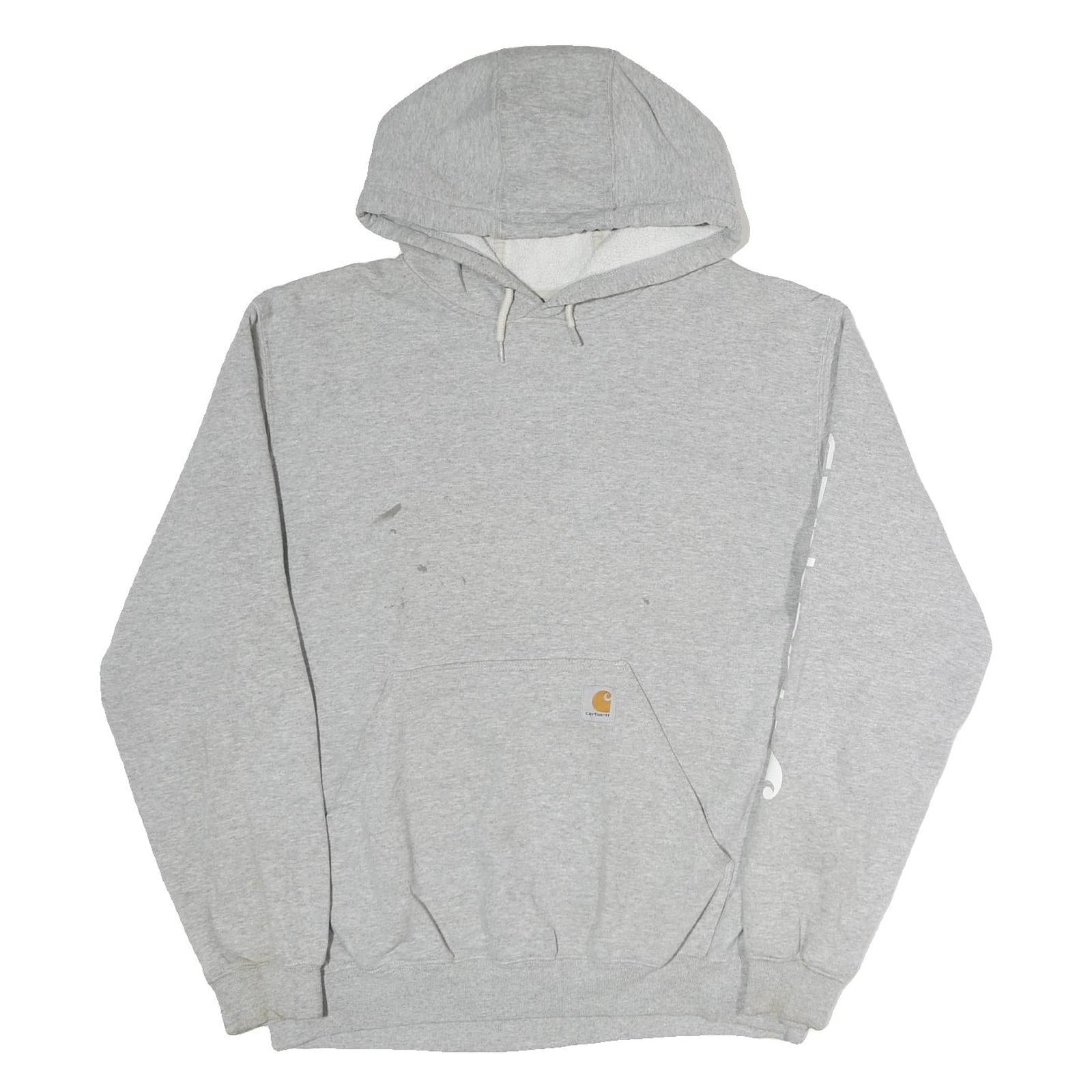 CARHARTT Mens Grey Hoodie L Cotton Pullover Casual Sweatshirt