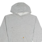 CARHARTT Mens Grey Hoodie L Cotton Pullover Casual Sweatshirt