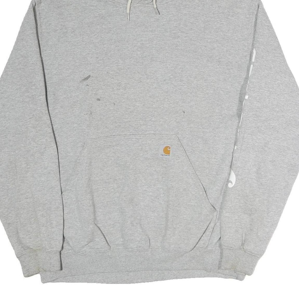 CARHARTT Mens Grey Hoodie L Cotton Pullover Casual Sweatshirt