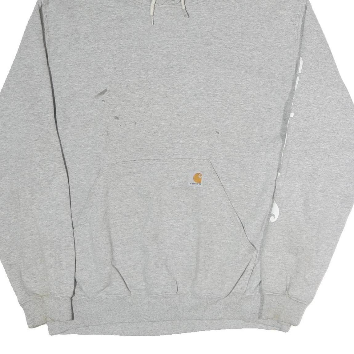 CARHARTT Mens Grey Hoodie L Cotton Pullover Casual Sweatshirt