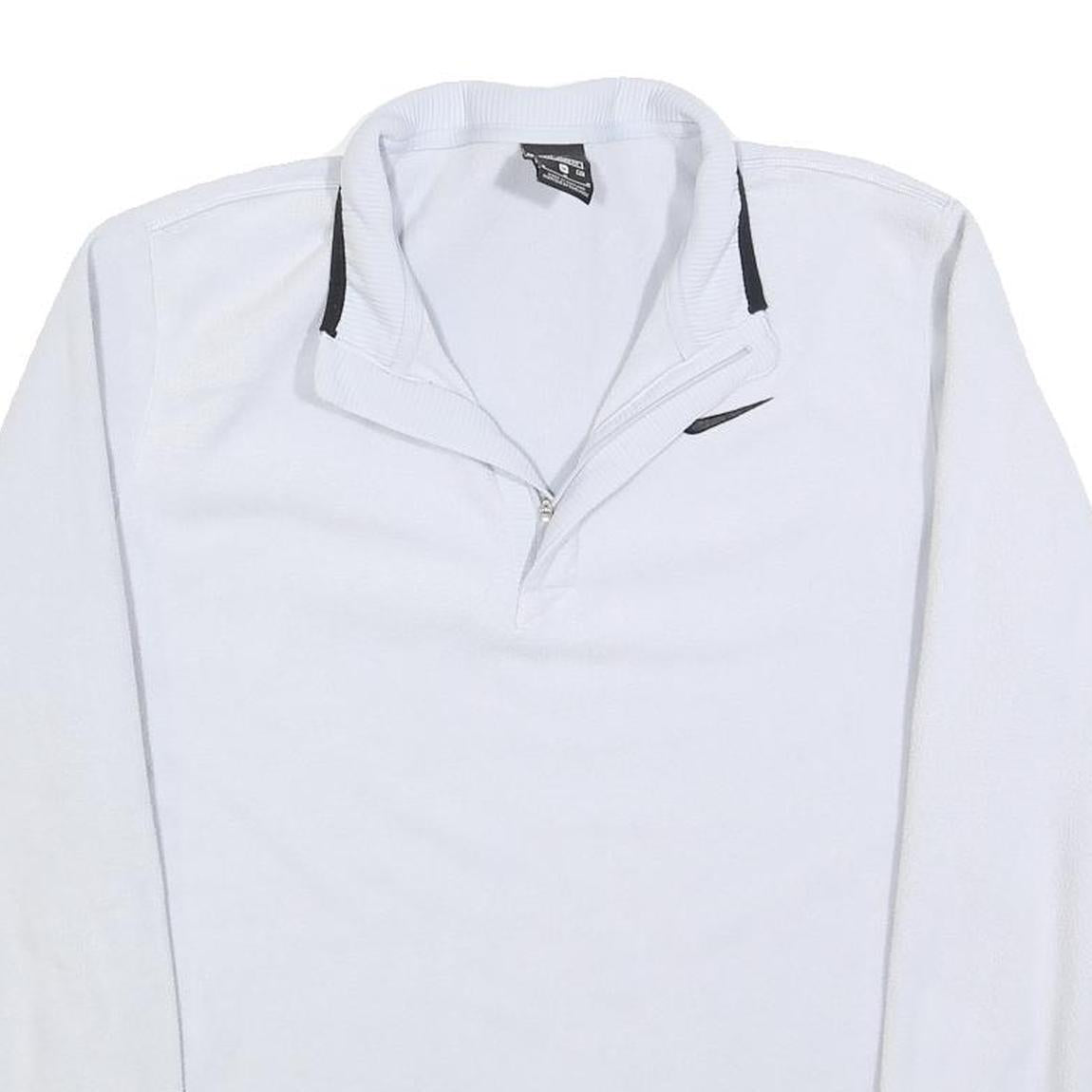NIKE Mens White Plain Pullover Jumper Crew Neck Tight Knit M Polyester