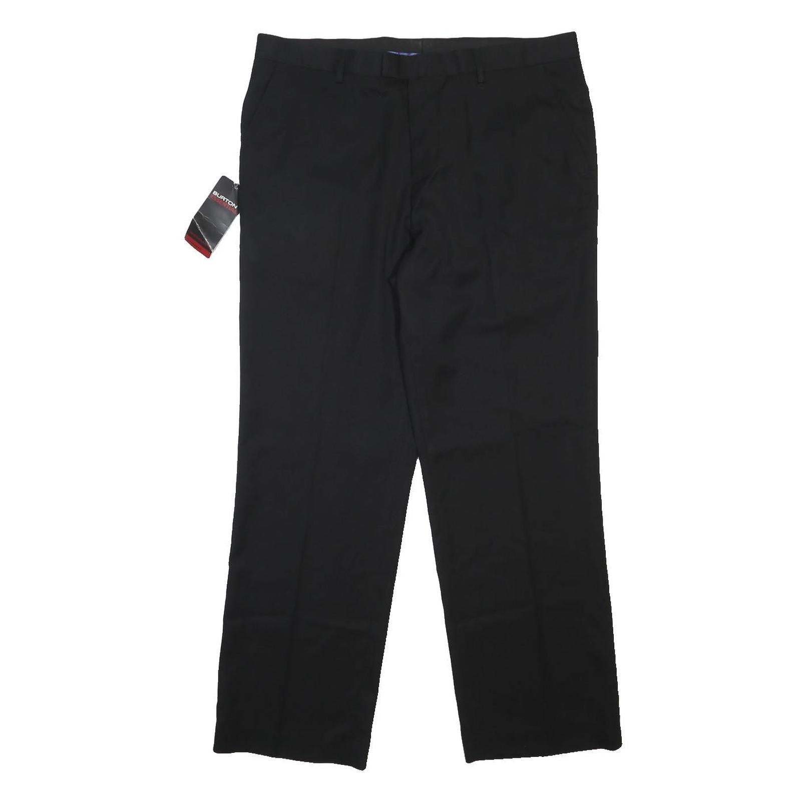 BURTON Mens Black Regular Fit Straight Trousers W38 L29 Smart Office Wear
