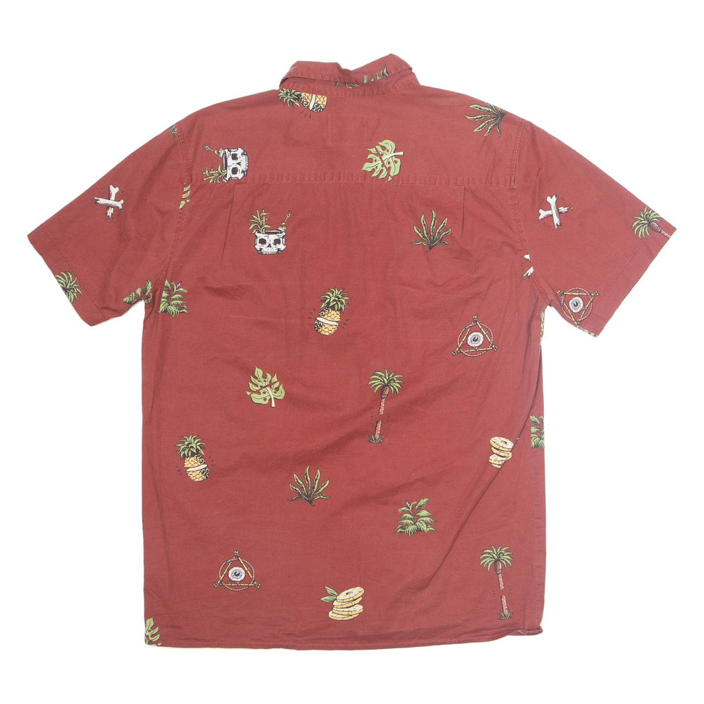 GLOBE Mens Shirt Maroon Crazy Pattern Short Sleeve S