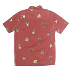GLOBE Mens Shirt Maroon Crazy Pattern Short Sleeve S