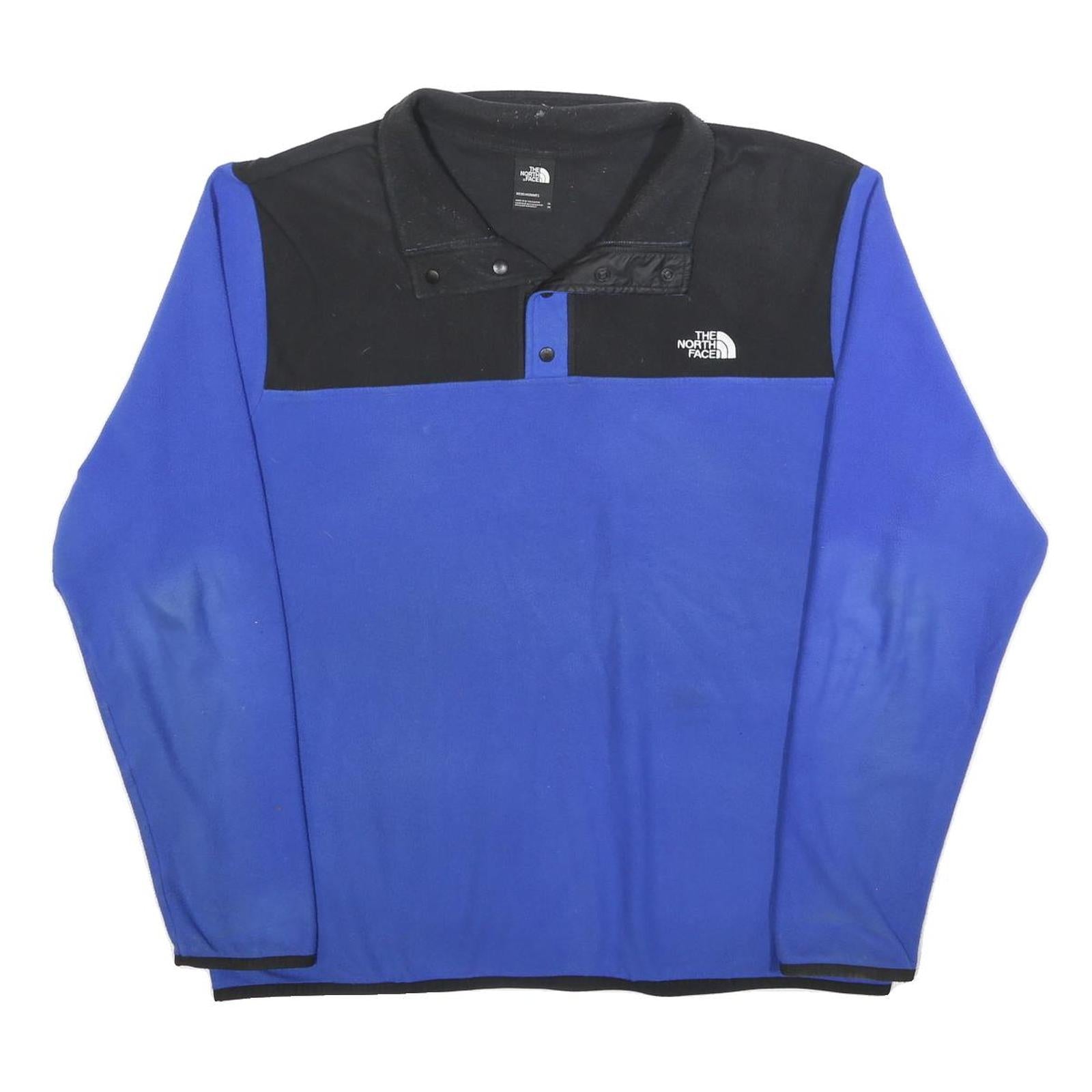 THE NORTH FACE Mens Blue & Black Pullover Plain Crew Neck Basic Knit XL Fleece
